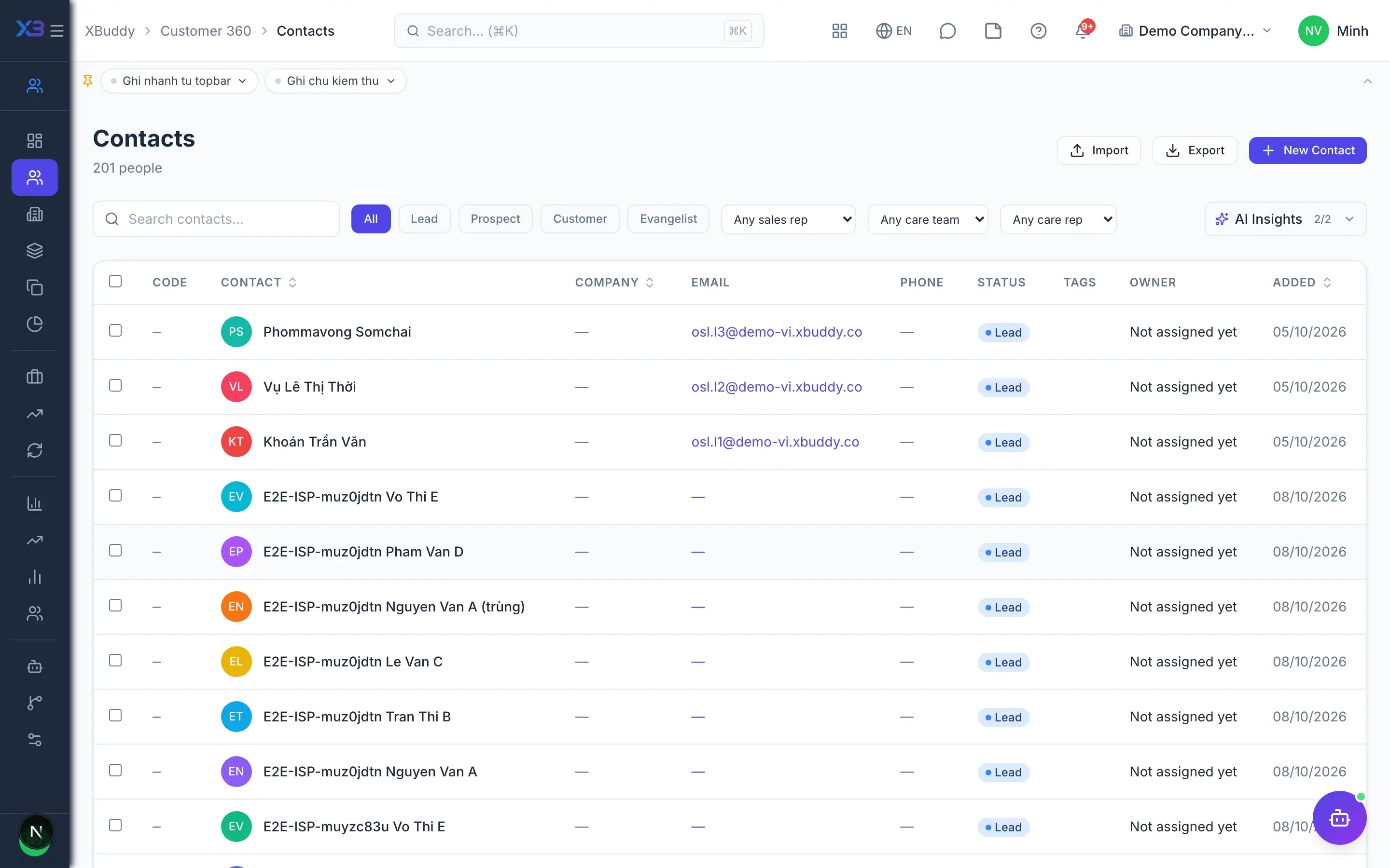 CRM — product screen