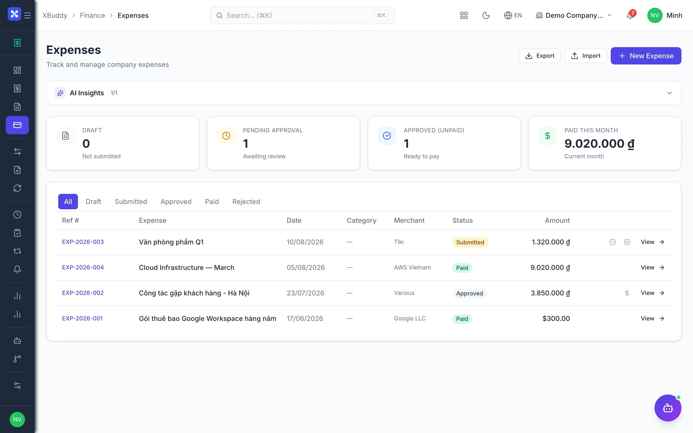 Finance — product screenshot