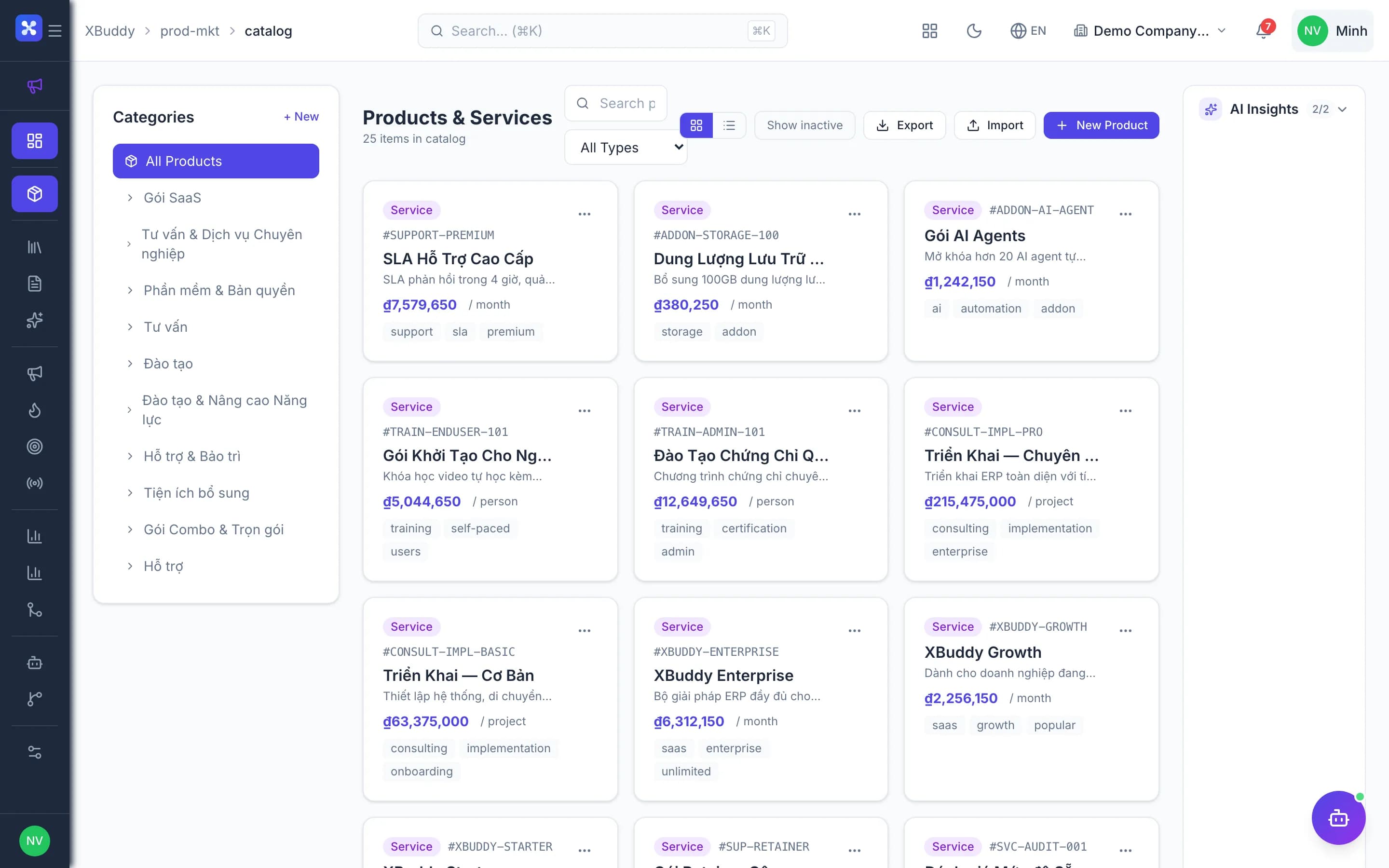 Product & Marketing — product screenshot
