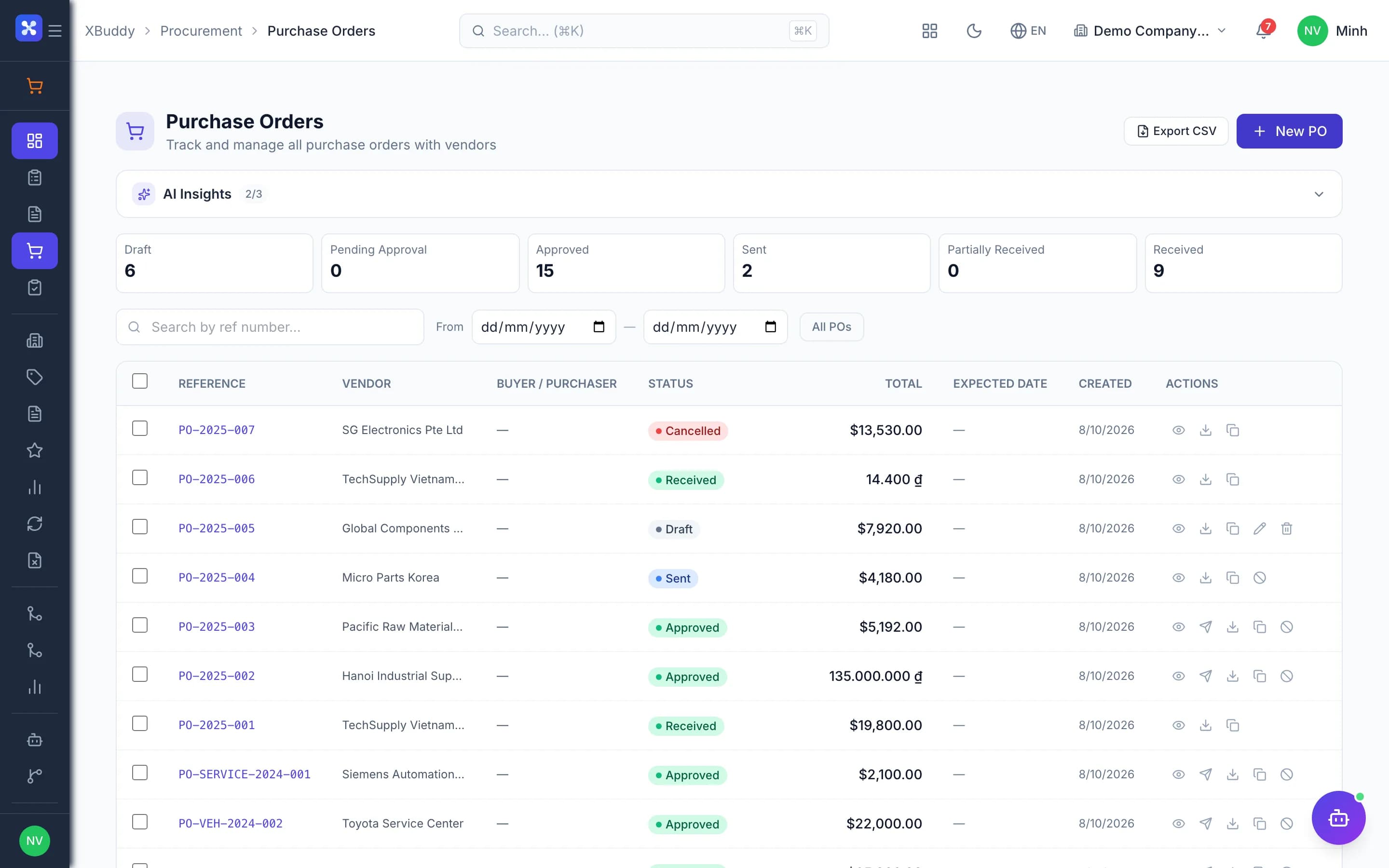 Purchasing — product screenshot