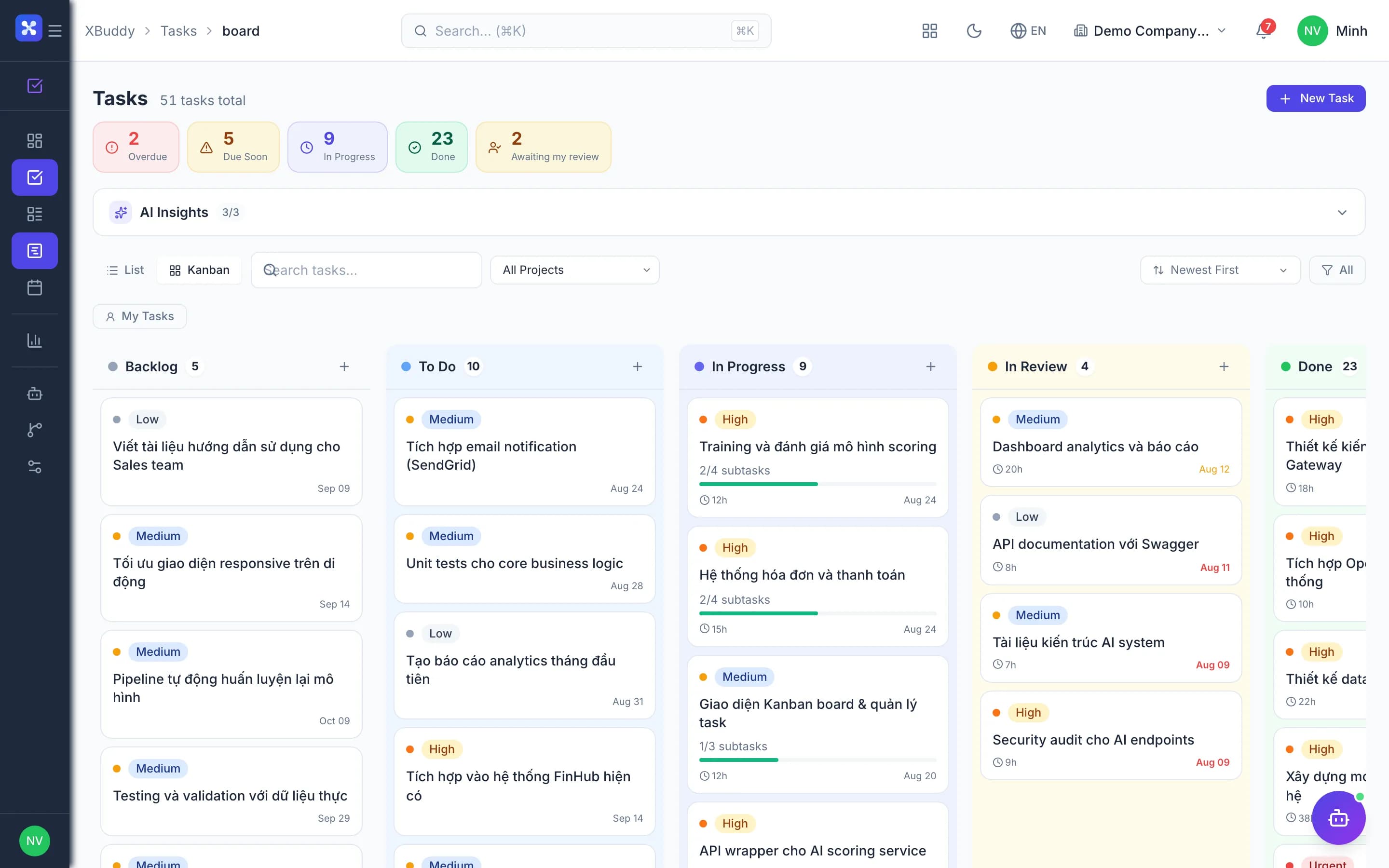 Tasks — product screenshot