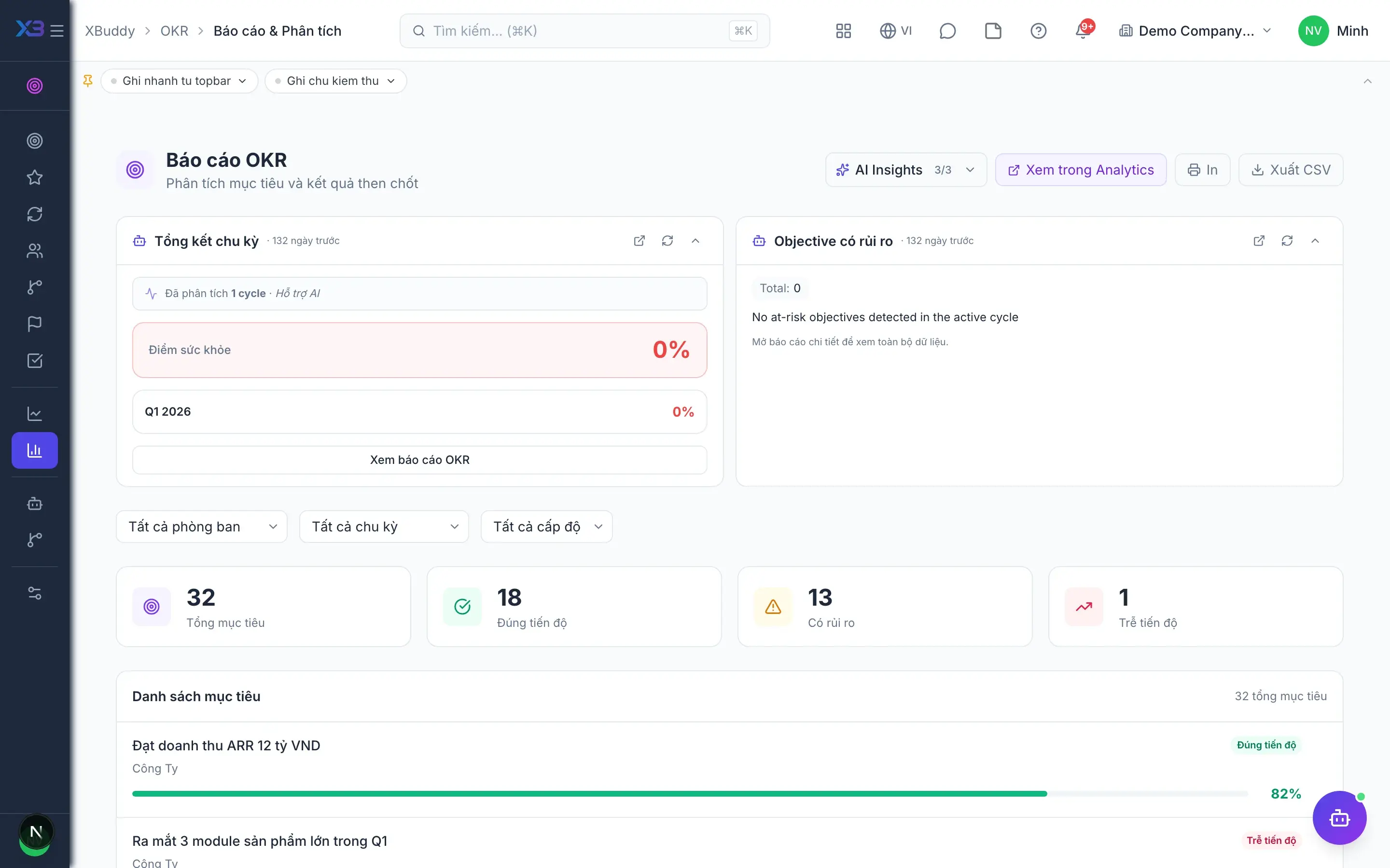OKR — màn hình sản phẩm