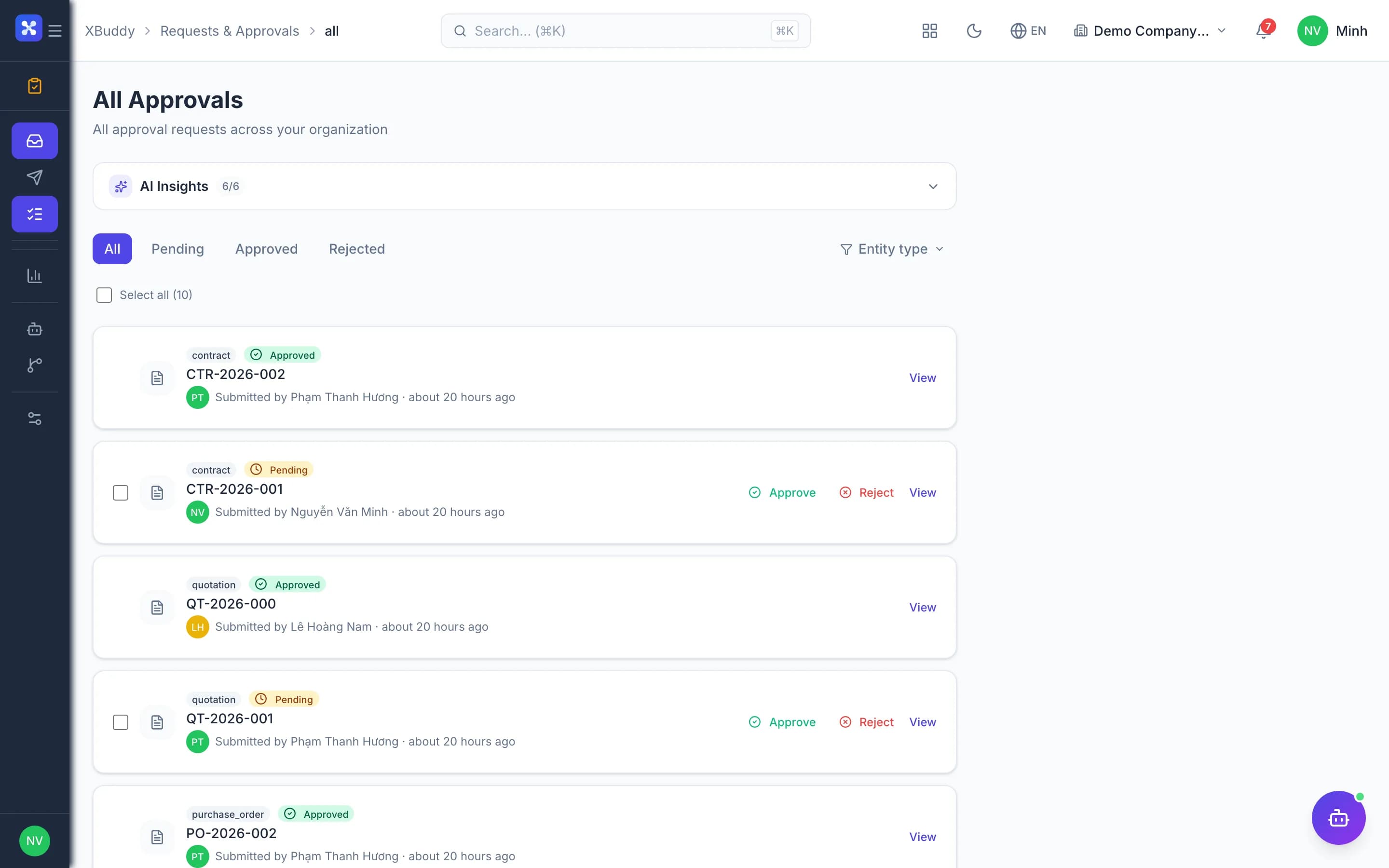 Requests & Approvals — product screenshot