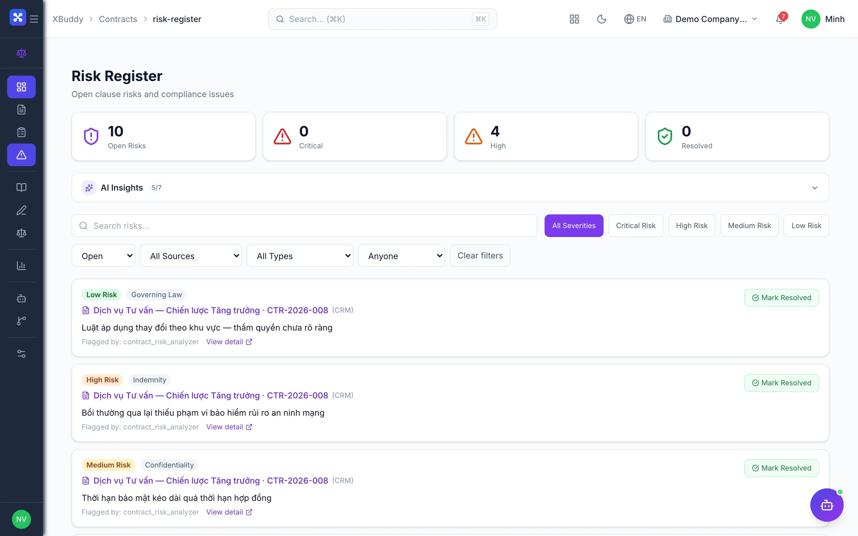 Contract management — product screenshot