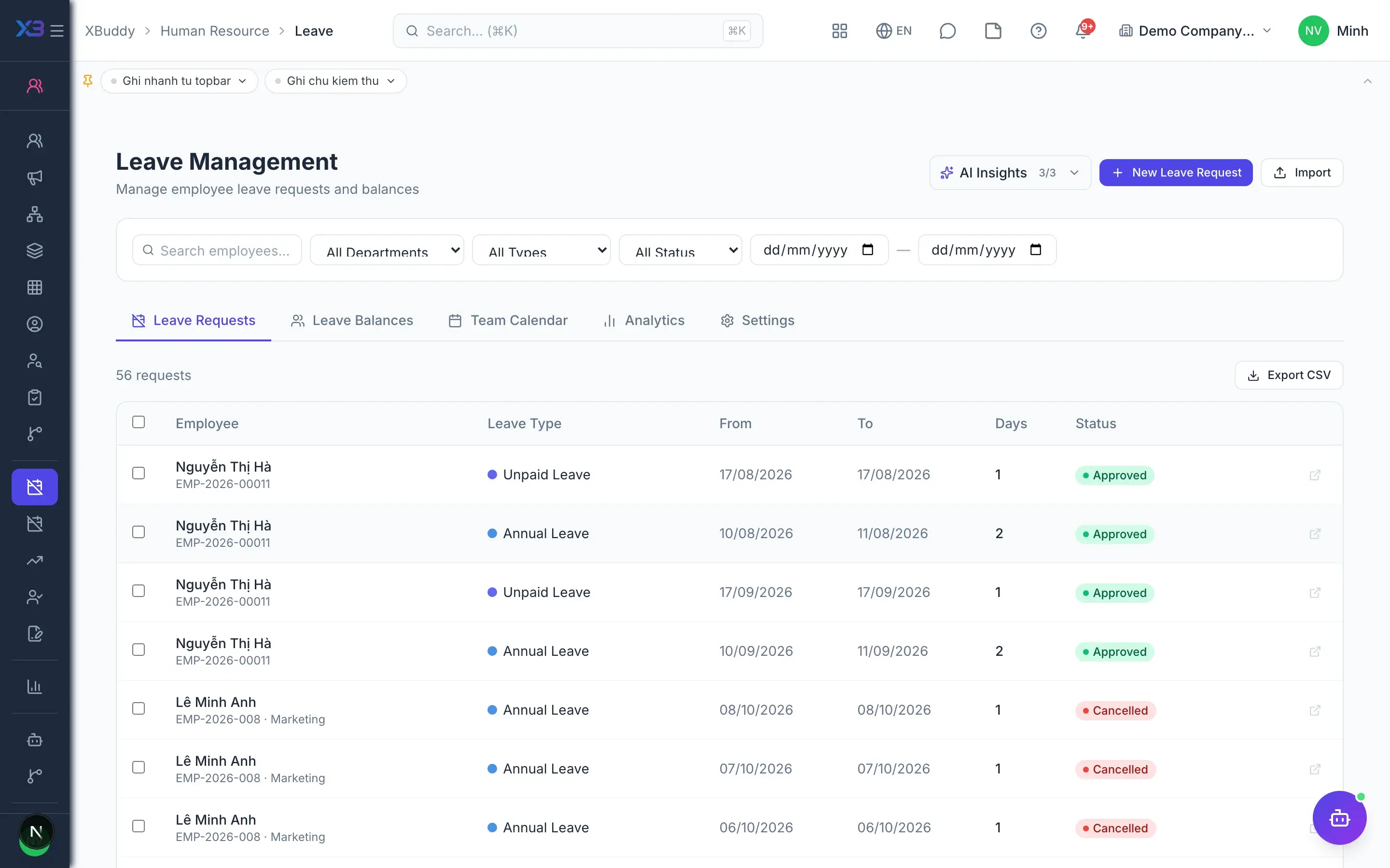 HR — product screen
