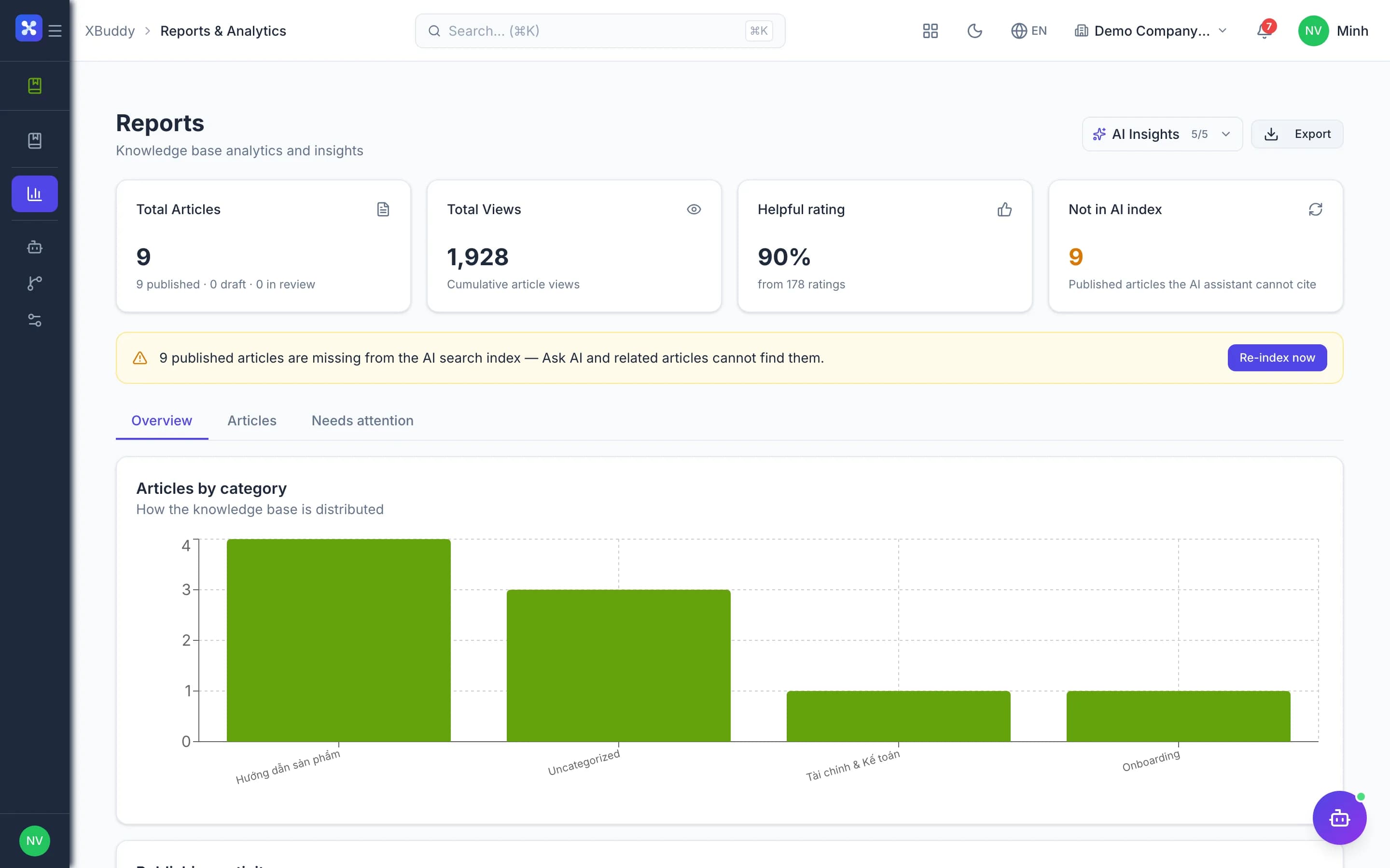 Knowledge base — product screenshot