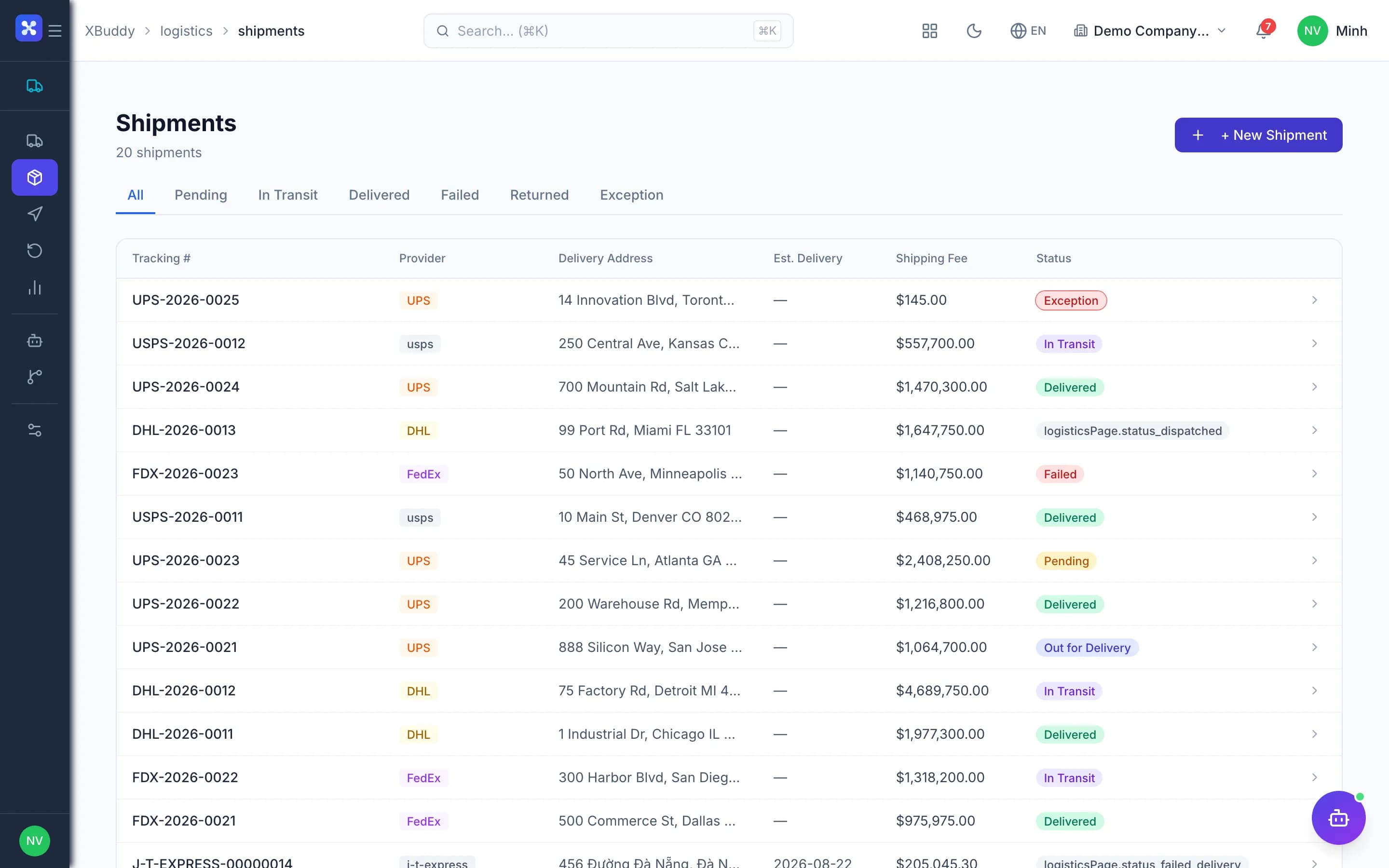 Logistics — product screenshot