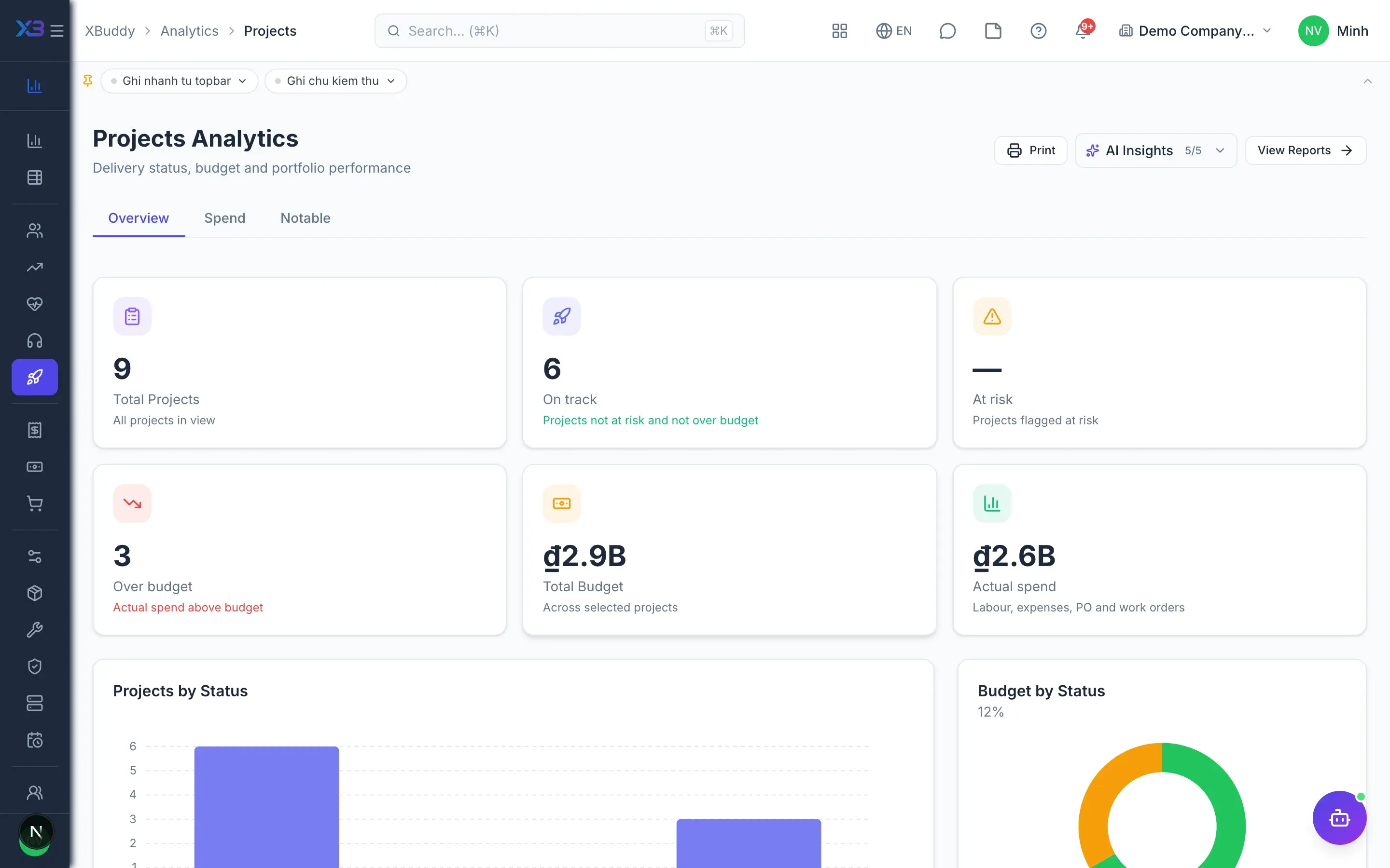 Projects — product screen