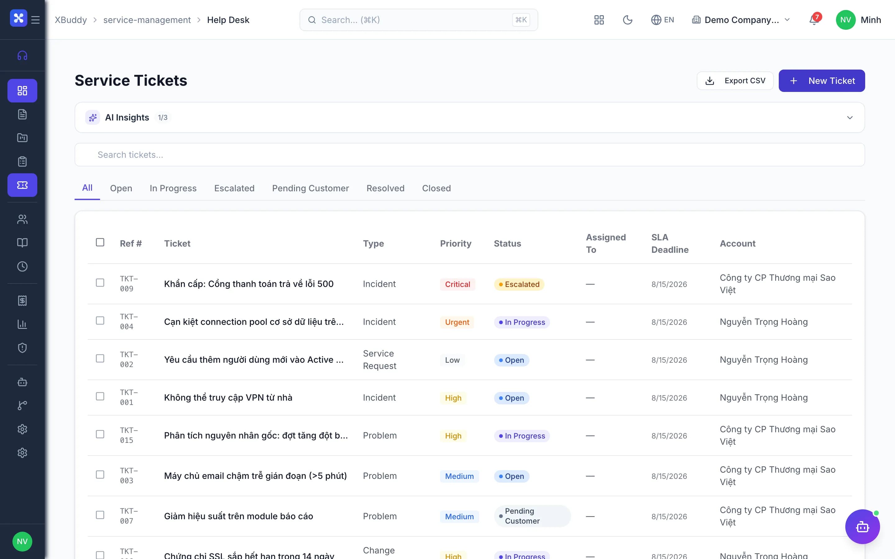 Service management — product screenshot
