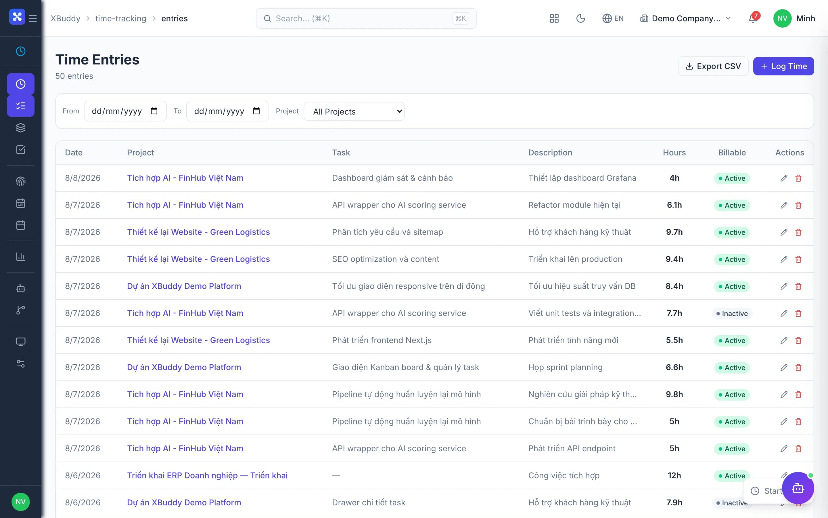Time Tracking — product screenshot