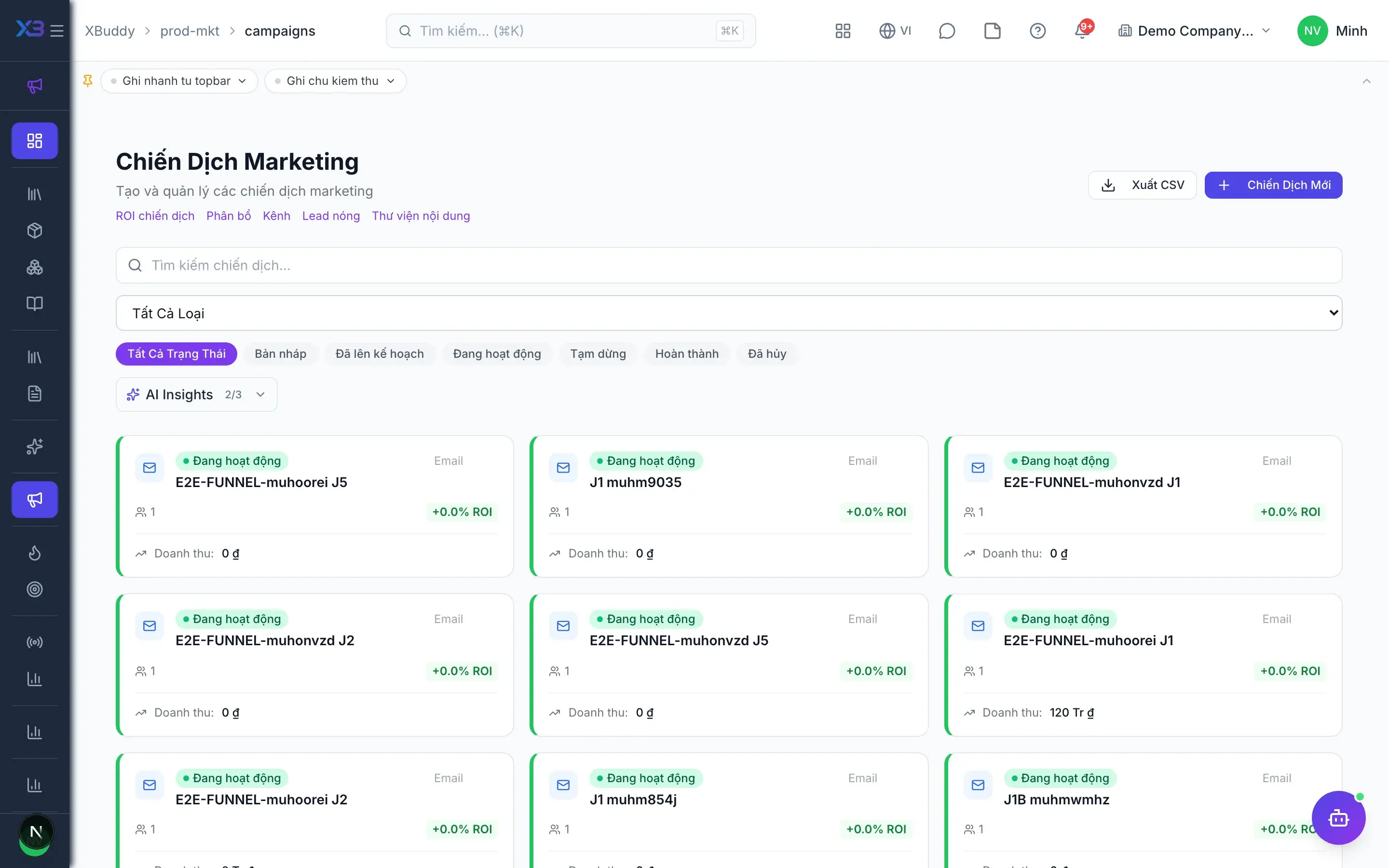 Sản phẩm & Marketing — màn hình sản phẩm