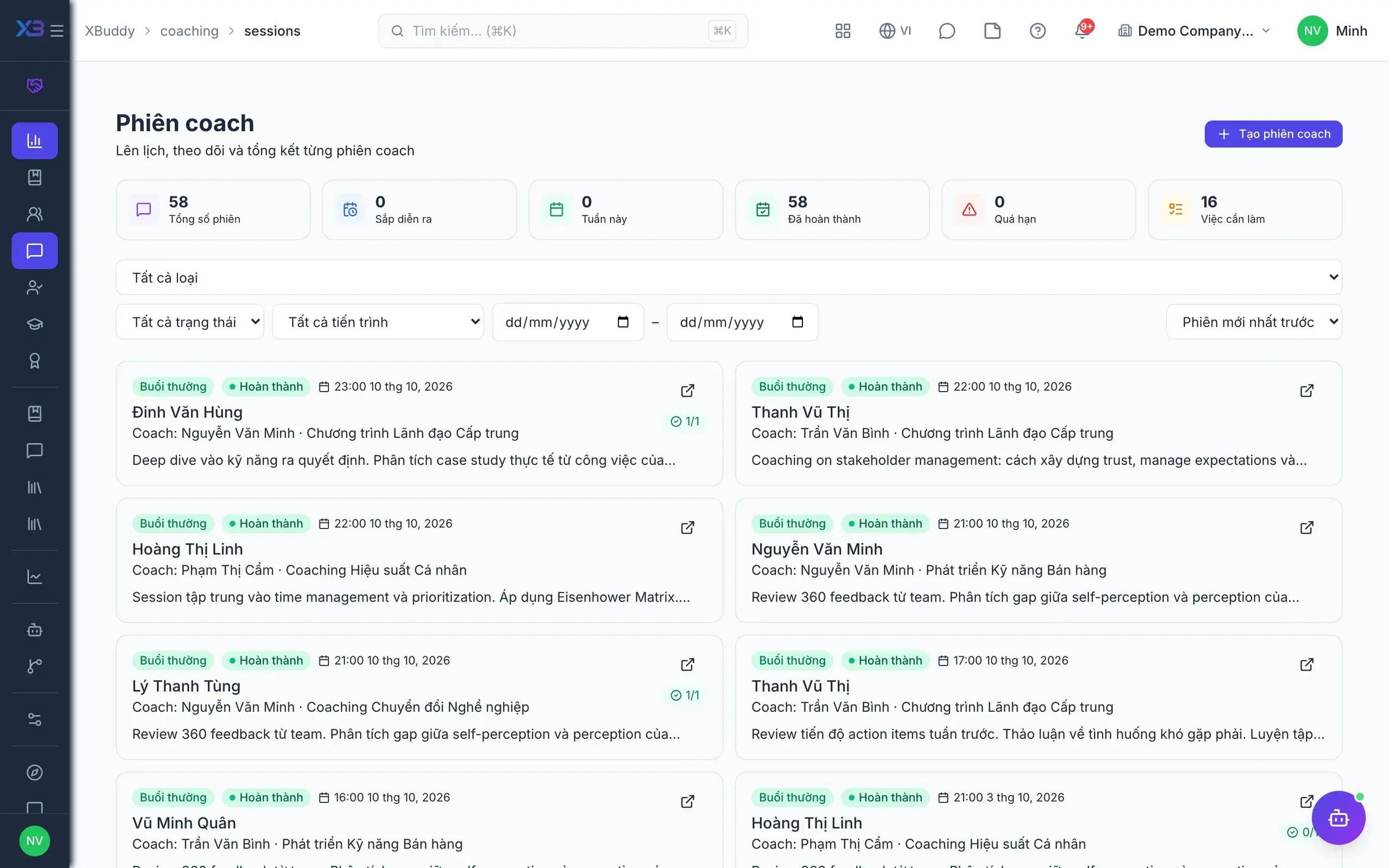 Kèm cặp — Buổi làm việc với agenda, ghi chú, việc cần làm và đánh giá năng lực