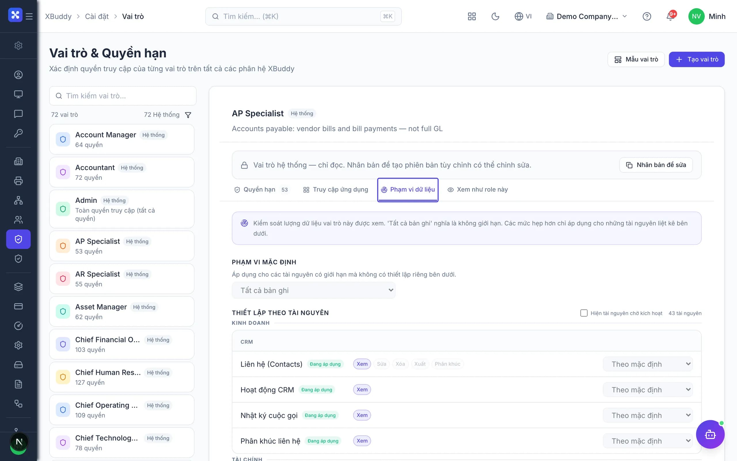 Selecting own/team/all/none data scope per resource